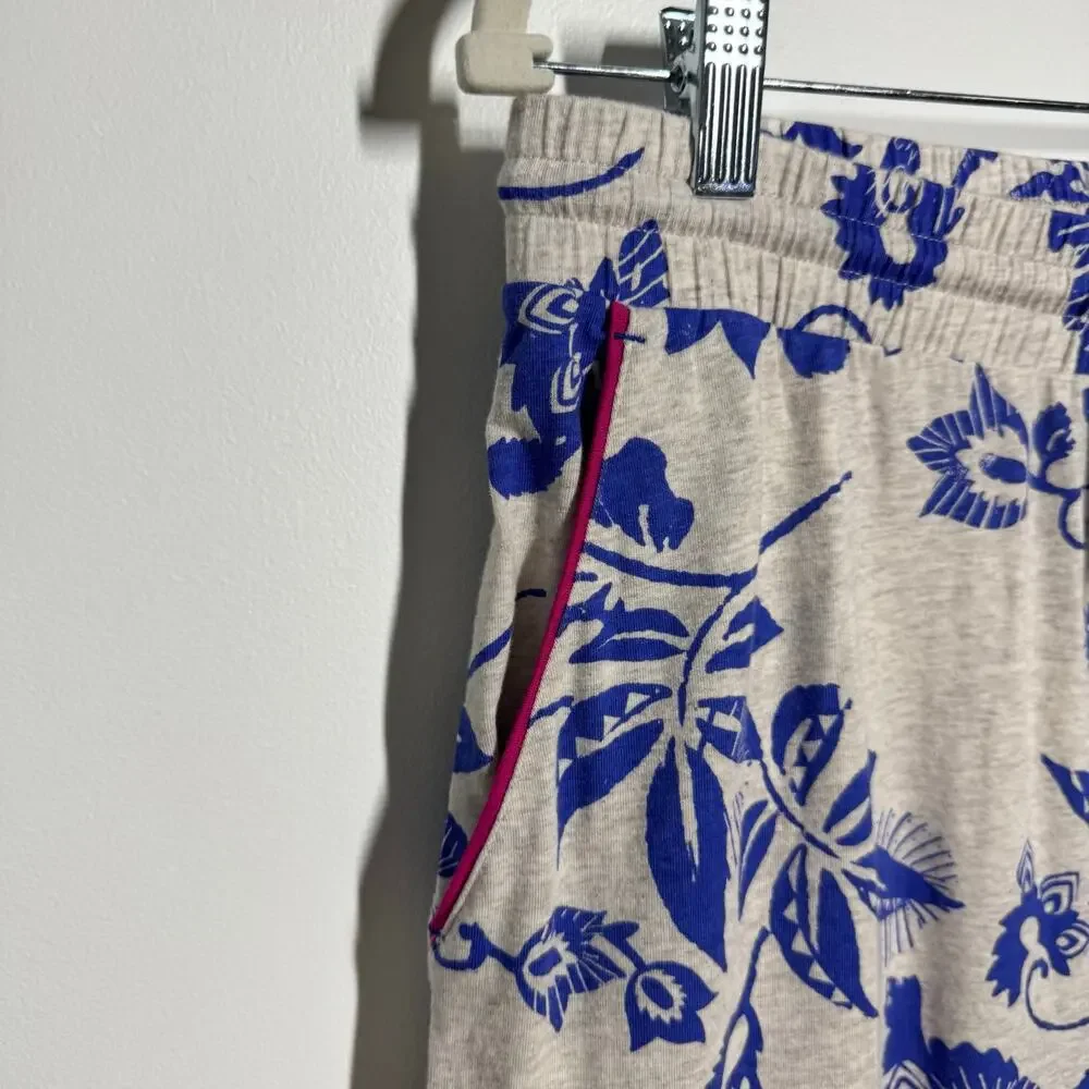 White Stuff Organic Cotton Natural Trina Cropped Jersey‎ PJ Bottoms Women S Blue